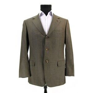 Brioni Nomentano Pure Cashmere Sport Coat Mens Sz 43R Regular Brown Plaid Italy